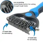 Pet Grooming Brush – Double Sided Shedding And Dematting Undercoat Rake Comb - Image 11